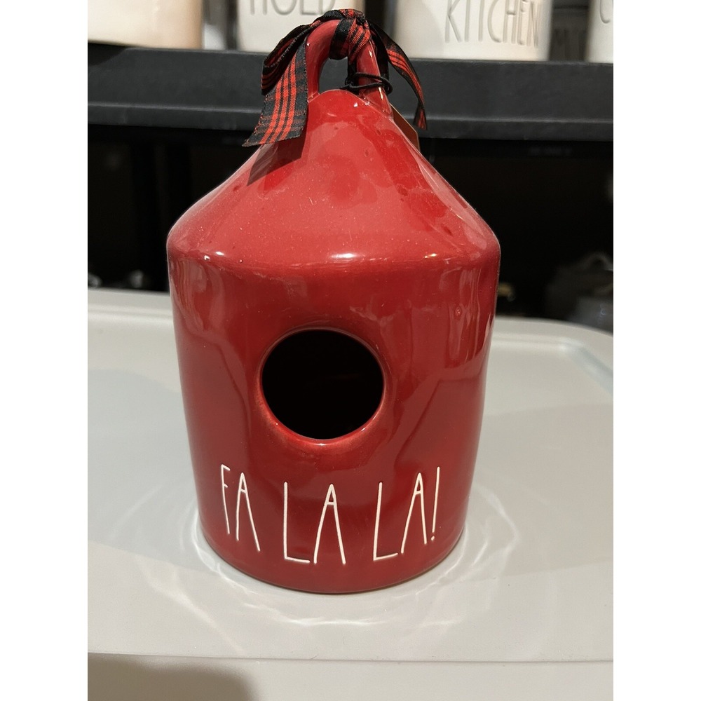 Rae Dunn Birdhouse Christmas Red FA LA LA